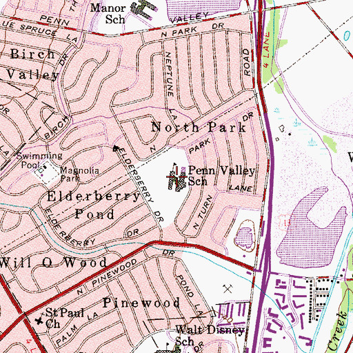 Topographic Map of Penn Valley Elementary School, PA