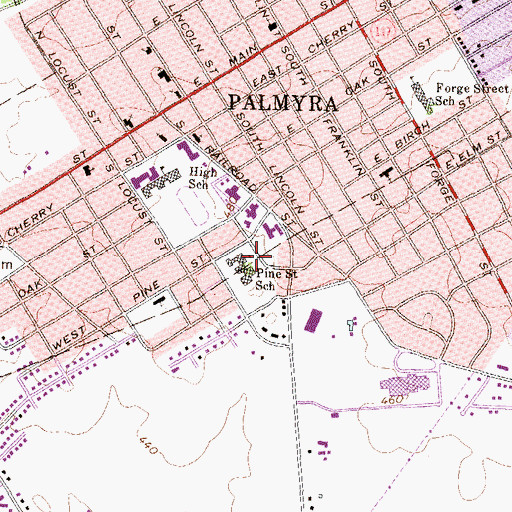 Topographic Map of Pine Street Elementary School, PA