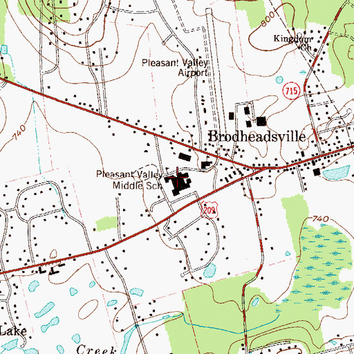 Topographic Map of Pleasant Valley High School, PA