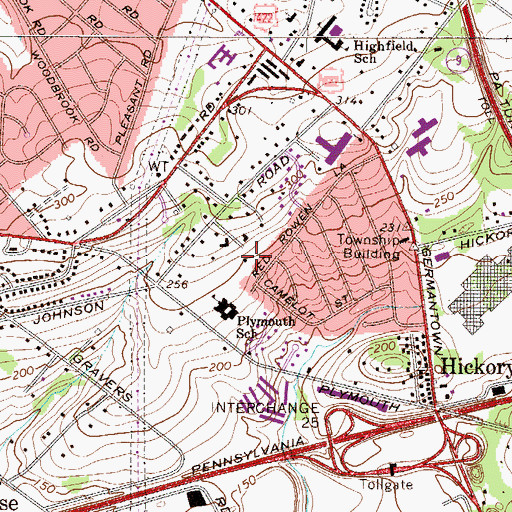 Topographic Map of Plymouth Elementary School, PA