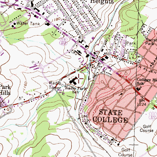 Topographic Map of Radio Park Elementary School, PA