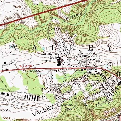Topographic Map of Rainbow Elementary School, PA