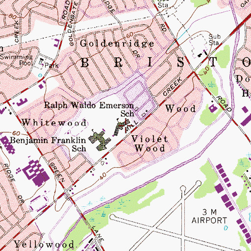 Topographic Map of Ralph Waldo Emerson Elementary School, PA