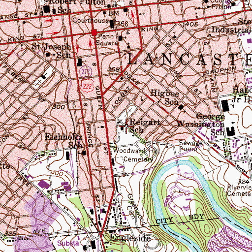Topographic Map of Reigart Elementary School, PA