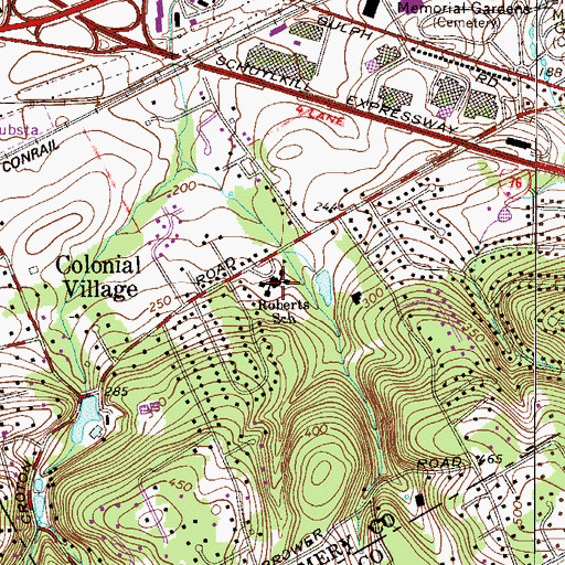 Topographic Map of Roberts Elementary School, PA