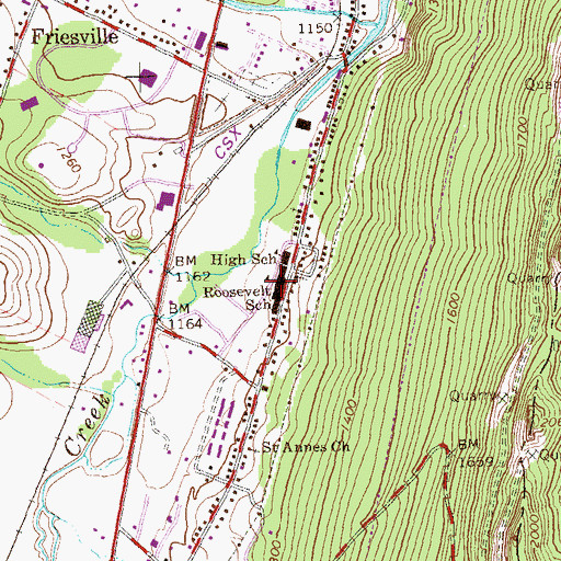 Topographic Map of Franklin D Roosevelt Elementary School, PA