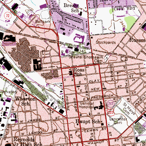 Topographic Map of G Ross Elementary School, PA