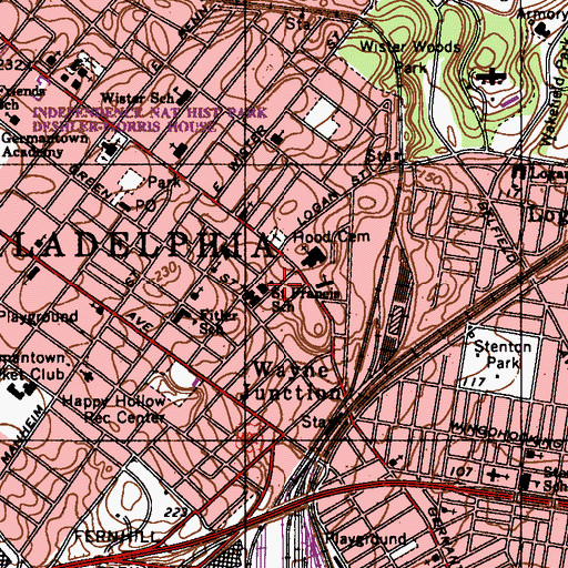 Topographic Map of Saint Francis School, PA