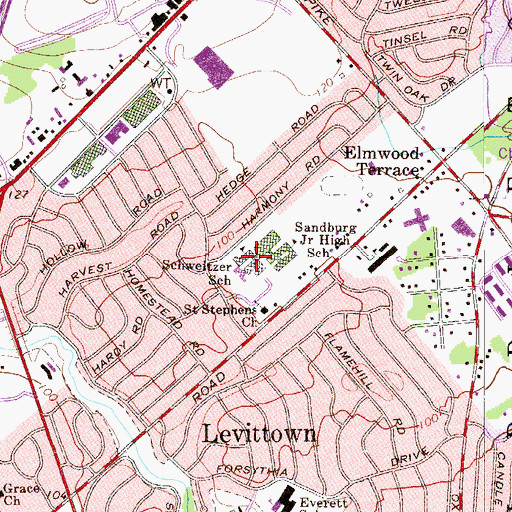 Topographic Map of Albert Schweitzer Elementary School, PA