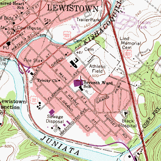 Topographic Map of Seventh Ward Elementary School, PA