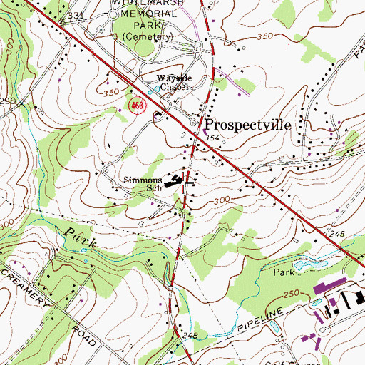 Topographic Map of Simmons Elementary School, PA