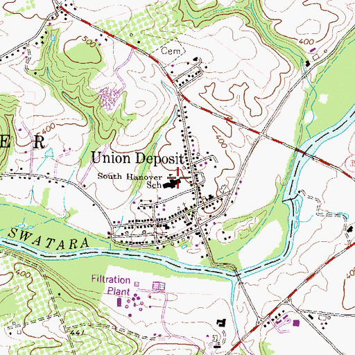 Topographic Map of South Hanover Elementary School, PA