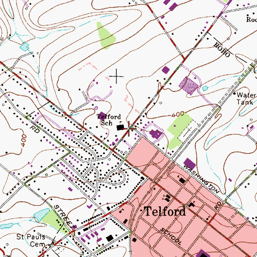 Topographic Map of Telford Elementary School, PA
