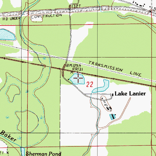 Topographic Map of Lake Lanier, AL