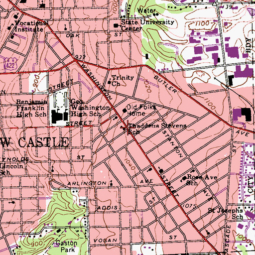 Topographic Map of Thaddeus Stevens Elementary School, PA