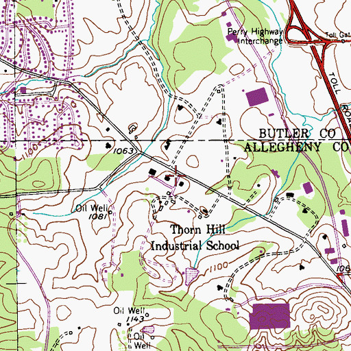 Topographic Map of Thorn Hill Industrial School, PA