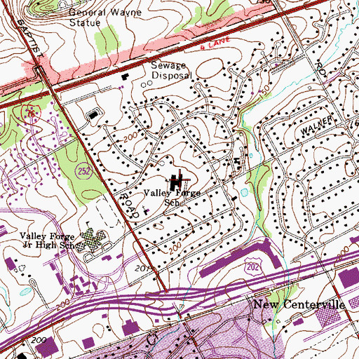 Topographic Map of Valley Forge High School, PA