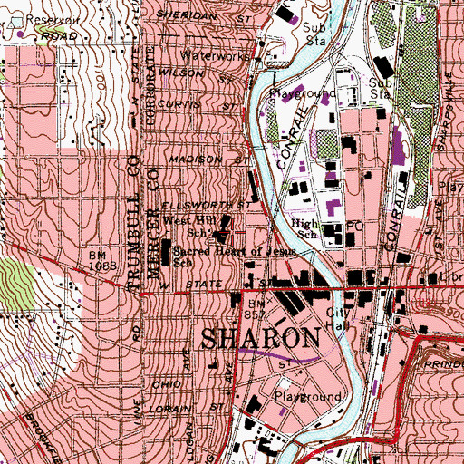 Topographic Map of West Hill Elementary School, PA
