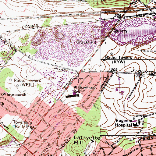 Topographic Map of Whitemarsh Elementary School, PA