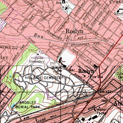 Topographic Map of Roslyn Elementary School, PA