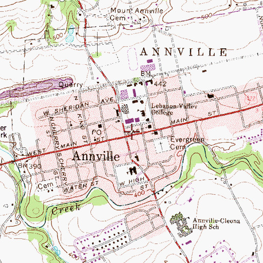 Topographic Map of Annville, PA