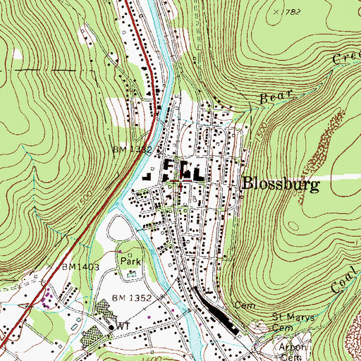 Topographic Map of Blossburg, PA