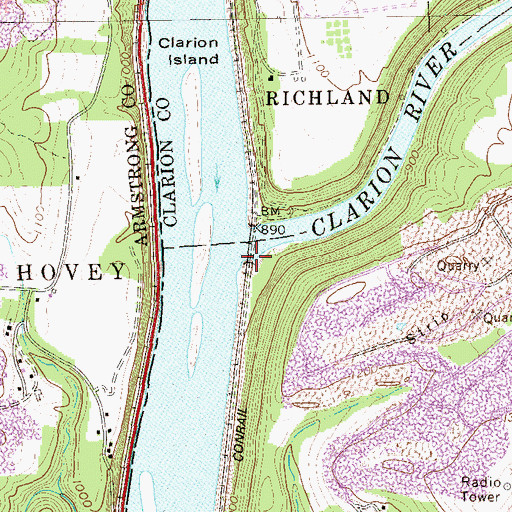 Topographic Map of Clarion River, PA
