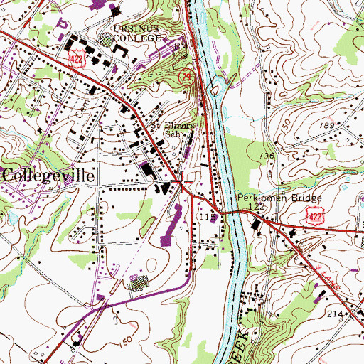 Topographic Map of Collegeville, PA
