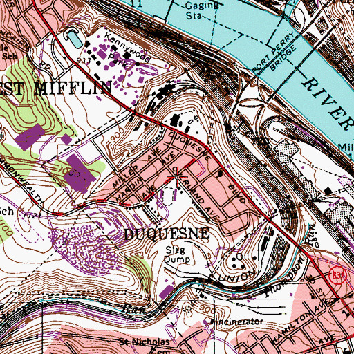 Topographic Map of Duquesne, PA
