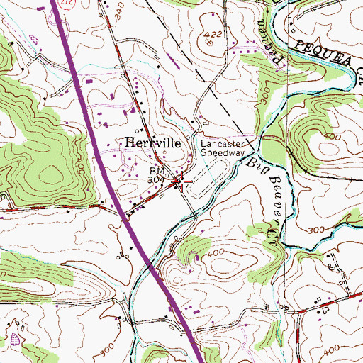 Topographic Map of Herrville, PA