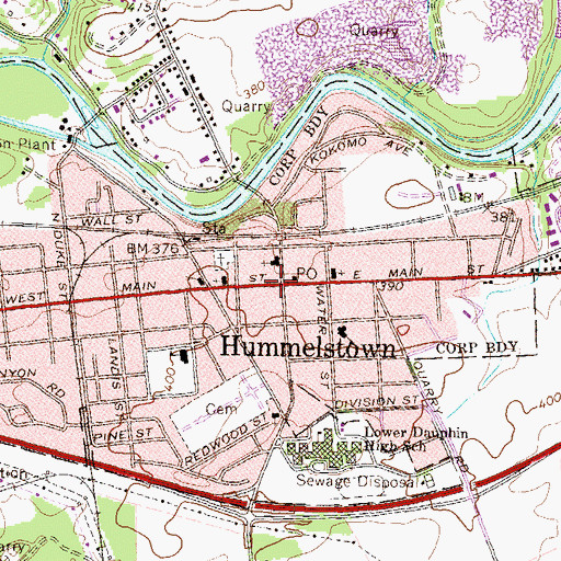 Topographic Map of Hummelstown, PA