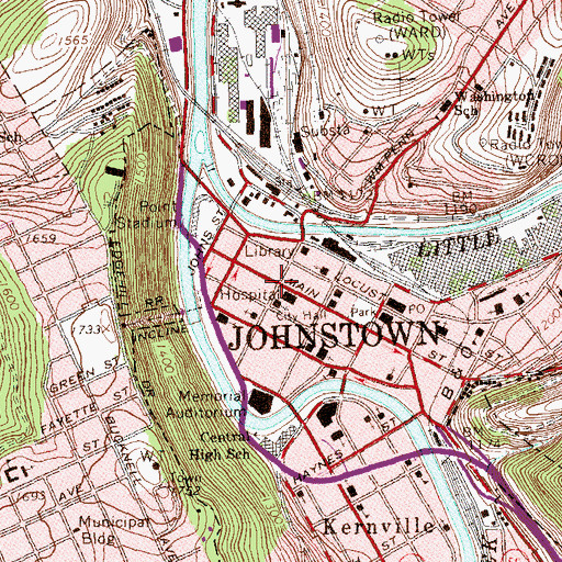 Topographic Map of Johnstown, PA