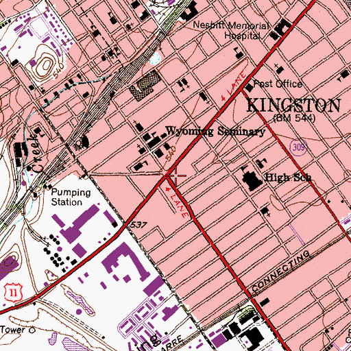 Topographic Map of Kingston, PA