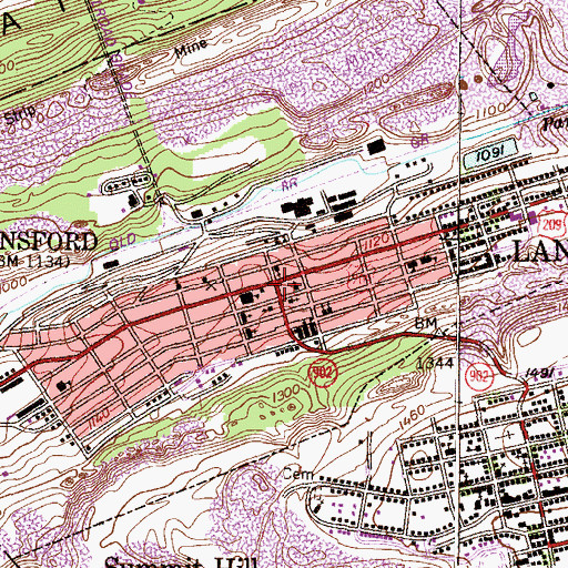 Topographic Map of Lansford, PA