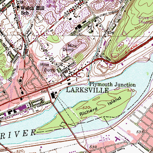 Topographic Map of Larksville, PA