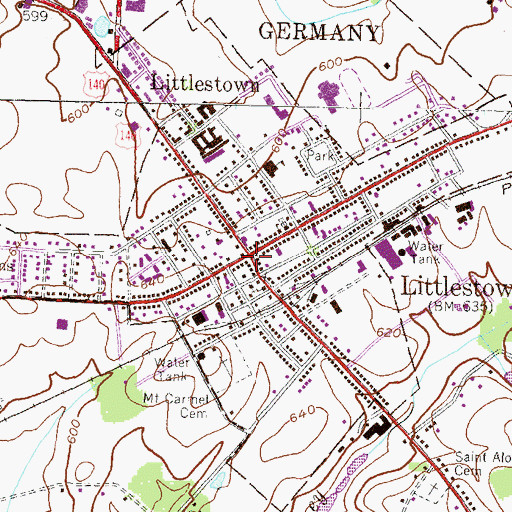 Topographic Map of Littlestown, PA