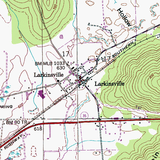 Topographic Map of Larkinsville, AL