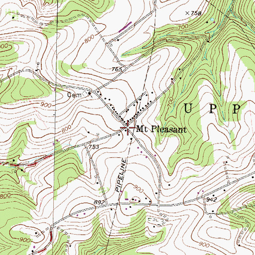 Topographic Map of Mount Pleasant, PA