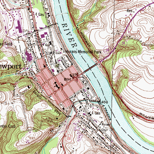 Topographic Map of Newport, PA