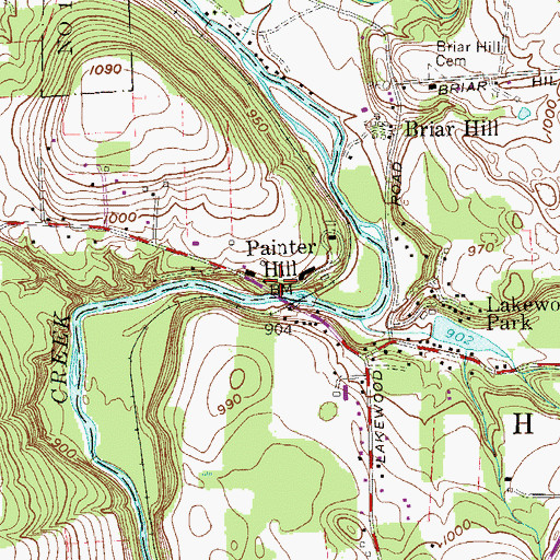 Topographic Map of Painter Hill, PA