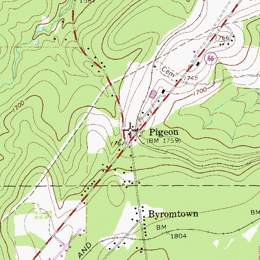 Topographic Map of Pigeon, PA