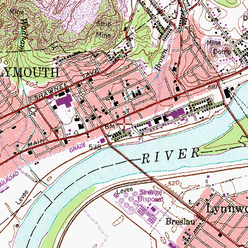Topographic Map of Plymouth, PA