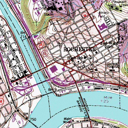 Topographic Map of Rochester, PA