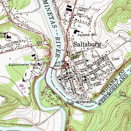 Topographic Map of Saltsburg, PA