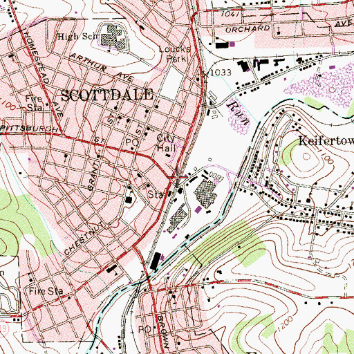 Topographic Map of Scottdale, PA