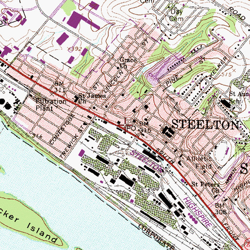 Topographic Map of Steelton, PA