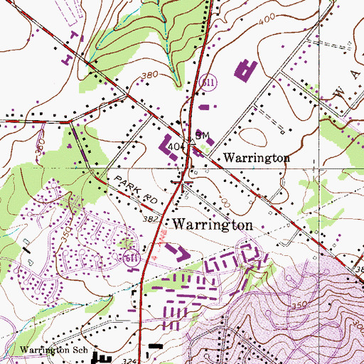 Topographic Map of Warrington, PA
