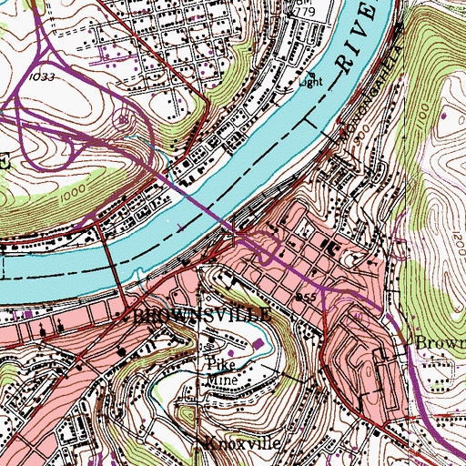 Topographic Map of Brownsville, PA