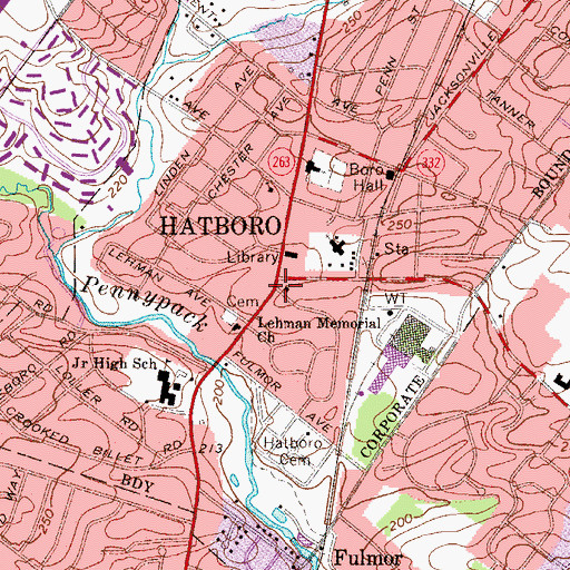 Topographic Map of Hatboro, PA