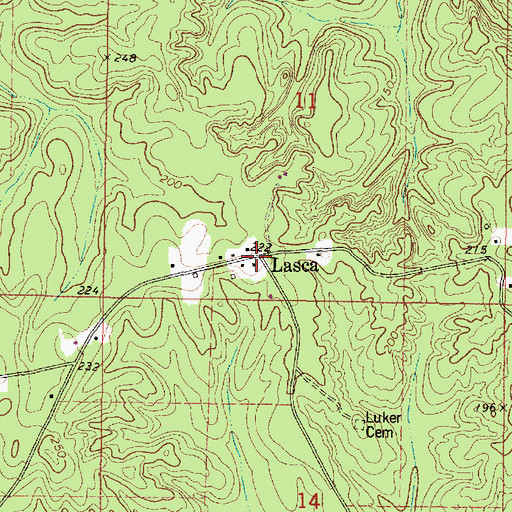 Topographic Map of Lasca, AL